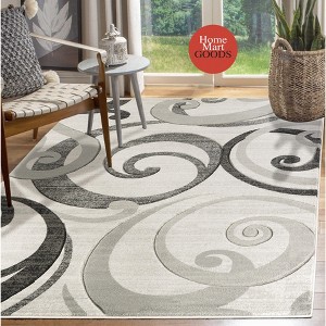 Home Mart Goods Grey Swirls Hand-Carved Soft Living Room Area Rug - 1 of 4