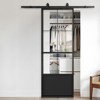 Karl Home 30 in. x 84 in. 3 Panel 3/4 Lite Clear Glass Black Finished Glass Sliding Barn Door with Hardware Kit - 4 of 4