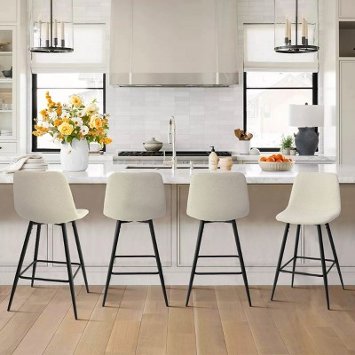 Bingo 26" Upholstered Counter Height Stool with Black Leg (Set of 2 and 4 ) , Midbar Stool for Kitchen Island, Indoor Furniture - Maison Boucle