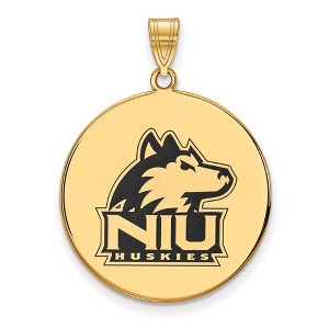 Black Bow Jewelry 14k Yellow Gold Plated Sterling Silver Northern Illinois Huskies NCAA Extra Large Pendant - 1 of 3