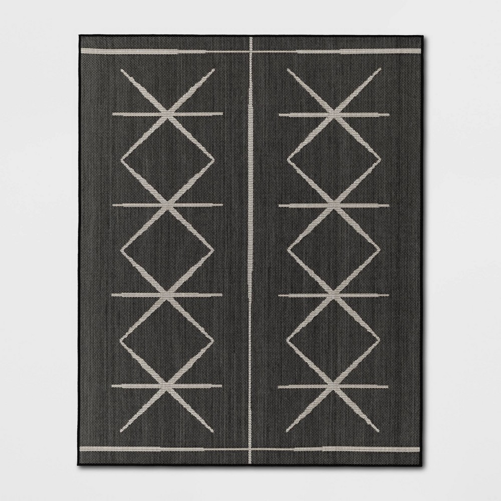 Photos - Area Rug 7'10"x10' Modern Crisscross Rectangular Woven Indoor Outdoor  Blac