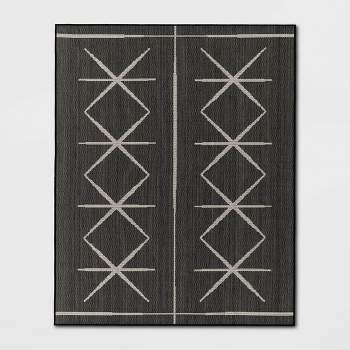 Modern Crisscross Rectangular Woven Indoor Outdoor Rug Black - Threshold™