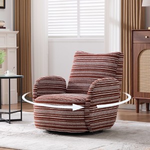 Okak Mid-Century Striped Fabric Swivel Lounge Armchair with Aesthetic Design,Leisure Accent Chair for Living Rooms,Relaxation Areas - 1 of 4