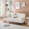 72.04'' Corduroy 3-Seater Sofa with 1 Pillow, Oak and Plastic Legs, Retractable Cup Holders and Adjustable Backrest - 4 of 4