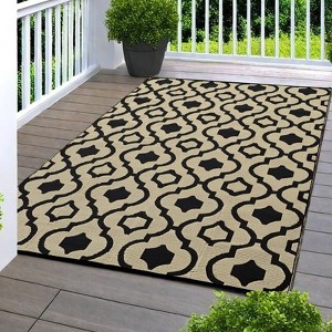 Outdoor Rugs, Waterproof Floor Mat for Patio, Plastic Reversible Outside Rug Portable Straw Rug for Camping Tent RV & Balcony - 1 of 4