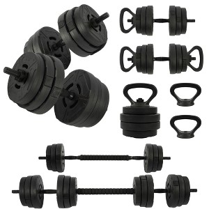 Fitvids Adjustable Dumbbell Set, 60lbs Free Weights Set with Connector, 4 in 1 Changeable Dumbbells and Barbell for Exercise and Fitness, Black/Black - 1 of 4
