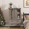 Farmhouse 5 Drawer Dresser for Bedroom, 48" Tall Wood Dresser Chest of Drawer with Sliding Barn Door, Adjustable Shelf, Storage Organizer - 3 of 4