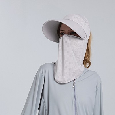 Anna-Kaci Womens Detachable Face Cover Sun Visor Cap UV Protection Mesh Panel Design with Extra Wide Brim
