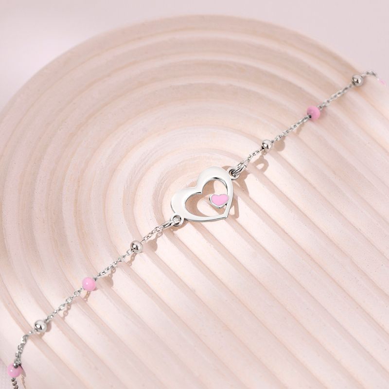 Girls' Dainty Enamel Heart Bracelet Sterling Silver - In Season Jewelry, 5 of 7