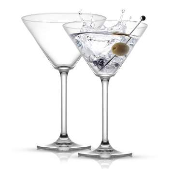 JoyJolt Olivia Crystal Martini Glasses - Set of 2 Tall Elegant Cocktail Glasses - 9.2 oz