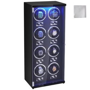 VEVOR Watch Winder, Watch Winder for 8 Men's and Women's Automatic Watches, with 8 Super Quiet Japanese Mabuchi Motors, Blue Light and Adapter - 1 of 4