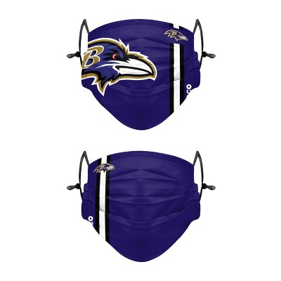 NFL Baltimore Ravens Youth Gameday Adjustable Face Covering - 2pk