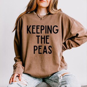 Simply Sage Market Keeping The Peas Lightweight Garment Dyed Sweatshirt - 1 of 4