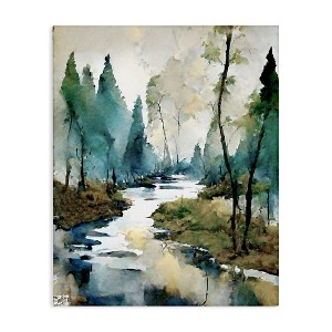 Stupell Industries Watercolor Creek Landscape Canvas Art - 1 of 4