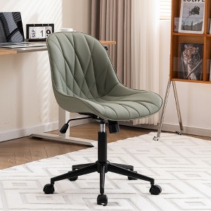 YOUNIKE Modern Upholstered Leather Home Office Desk Chair Swivel Adjustable Rolling Task Nail Tech Chair 24.41"Wx27.56"Dx(33.07-37.8)"H - 1 of 4