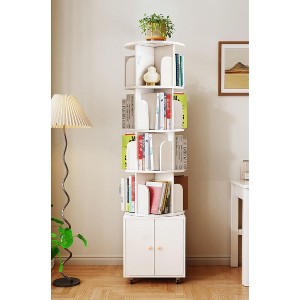 PAGED Rotating Bookshelf 360 Display Corner Bookshelf Bookcase Storage Rack with Drawer for Living Room, Home Office - 1 of 4