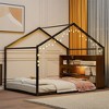 House Bed, Full Size Toddler Floor Bed With Warm LED Lights, Side Shelves, Metal Slats, House Floor Bed For Kids, No Box Spring Needed - 3 of 4
