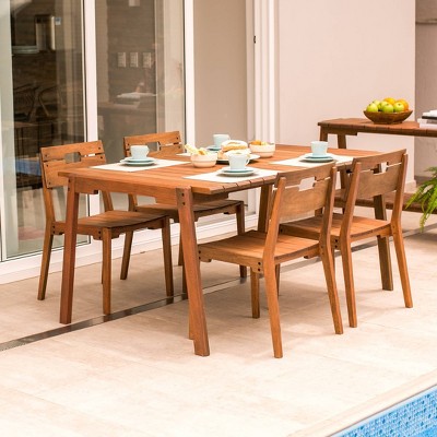 5pc Otero Eucalyptus Wood Outdoor Dining Set Brown - Alaterre Furniture