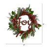Nearly Natural 24” Joy and Berries Artificial Christmas Wreath - 3 of 4