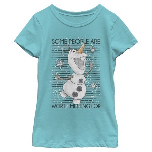 Girl's Frozen Olaf Some People Are Worth Melting For T-Shirt - 1 of 3