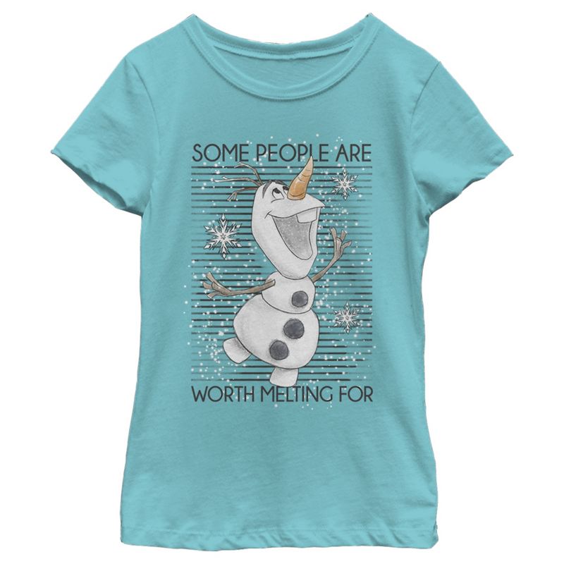 Girl's Frozen Olaf Some People Are Worth Melting For T-Shirt, 1 of 4