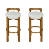 Indoor Walnut Rubberwood Bar Stools,Low Back Upholstered Armless Barstools,Modern Fabric Barstools for Kitchen Dining Room-Coolbibila - 3 of 4