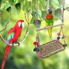 Unique Bargains Cockatiel Toys Seagrass Woven Bird Swing with Wood Perch Brown 1 Pc - 4 of 4