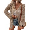 Women's Crochet Cardigan Light Weight Long Sleeve Tie Front Hollow Out Thin Cardigan - 2 of 4