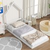 Nicbex Twin Toddler Floor Bed with House-Shaped Headboard,Montessori Floor Bed with Handrails,Sturdy Wood Playhouse Montessori Bed for Kids - 3 of 4