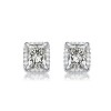 Guili White Gold Plated Radiant Cut Hidden Halo Stud Earrings with Cubic Zirconia, A Brilliant & Sophisticated Jewelry Piece for a Glamorous Look - 3 of 3