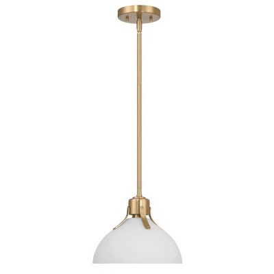 Gold and White Glass Dome Ceiling Light with Adjustable Height