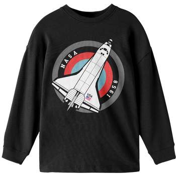 NASA Space Shuttle 1958 Youth Black Long Sleeve Shirt
