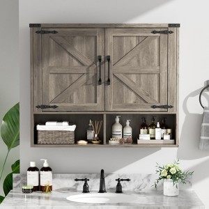 Wall Mounted Cabinet with Adjustable Shelves, Space Saving Above Toilet Storage Cabinet - 1 of 4