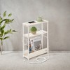 Side Table with Charging Station, Narrow End Table, 3-Tier Nightstand, Sofa Table for Small Spaces, Magazine Rack - 2 of 4