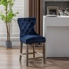 WestinTrends 24" Tufted Upholstered Velvet Bar Stool with Metal Footrest (Set of 2) - 2 of 4