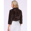 INSPIRE CHIC Women's Open Front 3/4 Sleeve Faux Fur Cropped Jacket - 4 of 4