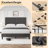 Queen Size Wood Bed Frame, Upholstered Platform Bed with Adjustable Headboard, Sturdy Wooden Slats, No Box Spring Needed, Grey - 3 of 4