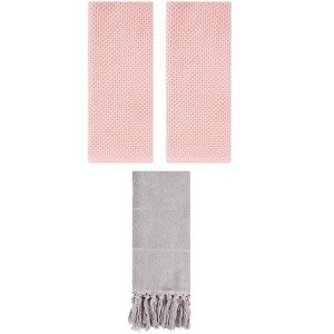 REGALWOVEN 3 Packs Cotton Soft Absorbent Tassels and Waffle Hand Towel - 1 of 4