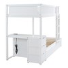 PAGED Twin over Twin Bunk Bed with Desk and Trundle, Wooden Bed Frame with Drawers and Guardrail, Modern Loft Bed for Kids, Teens, Adults - 4 of 4