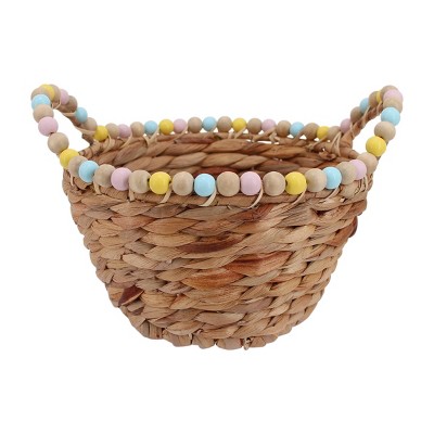 9" Water Hyacinth Easter Basket with Color Beads Trim - Spritz™