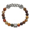 Chisel Stainless Steel Antiqued and Polished Cross 8mm Natural Turquoise Beaded Stretch Bracelet - 3 of 4