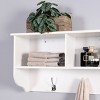GlasFlength Decorative Storage Cabinets Accent Cabinet Entryway Wall Storage Shelf Coat Rack with 4 Dual Hooks for Room, White, 38.58"*7.87"*13.78" - 4 of 4