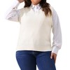 Agnes Orinda Women's Plus Size V Neck Knit Solid Classic Sleeveless Pullover Sweater Vest - 2 of 4