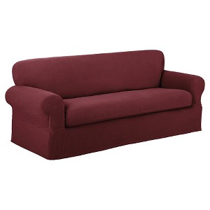 Red Stretch Reeves Loveseat Slipcover (2 Piece) - Maytex