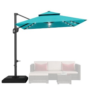 10FT Cantilever Patio Umbrella, 360° Rotation Offset Umbrella, Easy Crank & Tilt Adjustment, UV Protection for Backyard, Poolside - 1 of 4