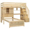 PAGED Twin Size Loft Bed Modern Wooden Bed Frame with Wardrobe, 2 Windows and Ladder and Guardrail for Bedroom - 3 of 4