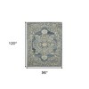 Denim Blue And Ivory Wool Oriental Hand Tufted Area Rug - 3 of 4