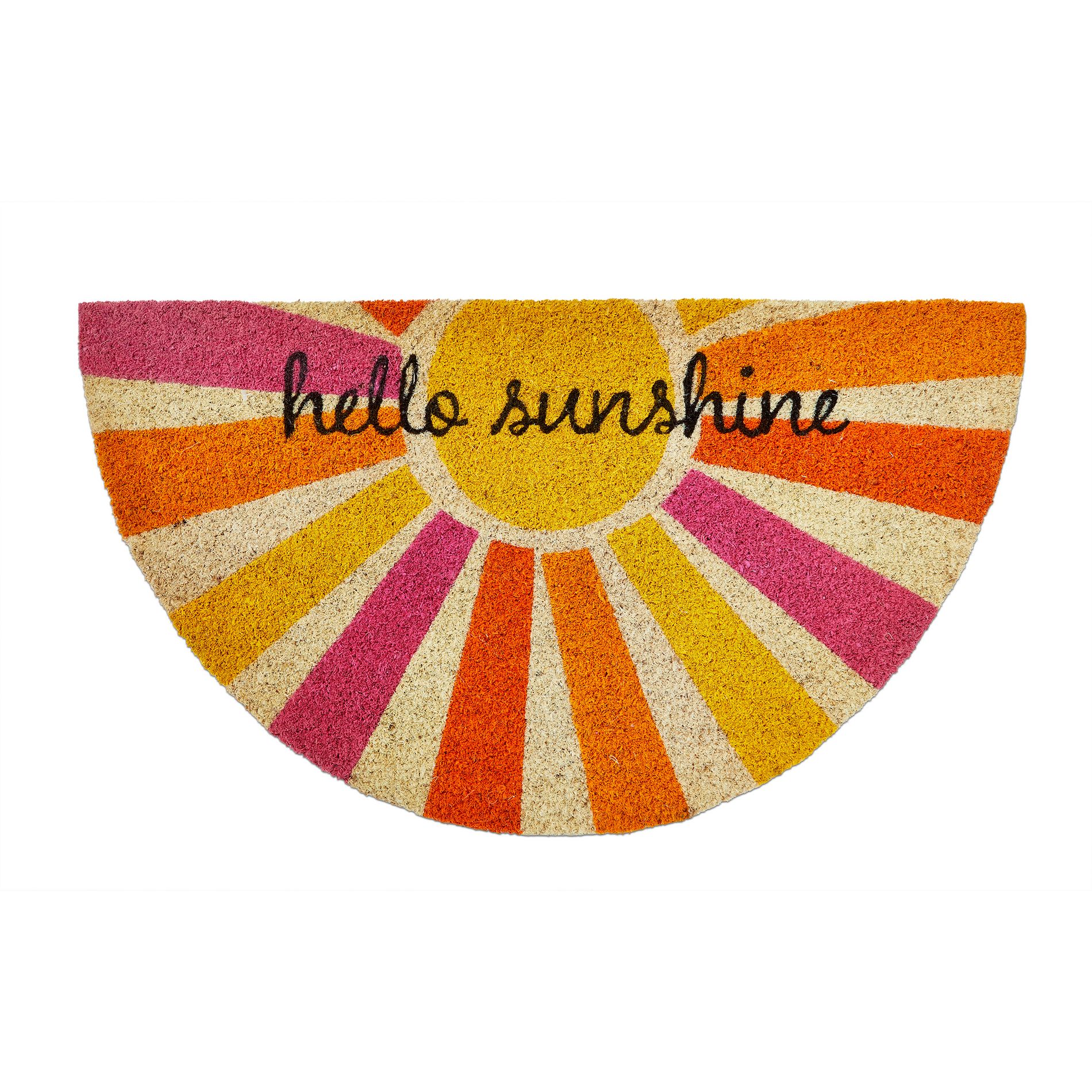 tag 1'6" x 2'6"Hello Sunshine Non-Slip Coir Mat Multi Everyday Indoor Outdoor Doormat