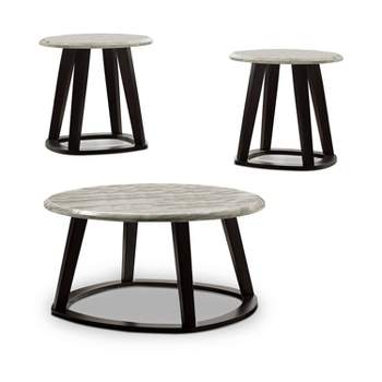 3pc Ives Solid Wood Coffee Table Set Gray - HOMES: Inside + Out