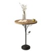 PAGED Round Retro Side Table Modern Coffee Table with Metal Frame and Wooden Tabletop for Bederoom and Living Room - 4 of 4